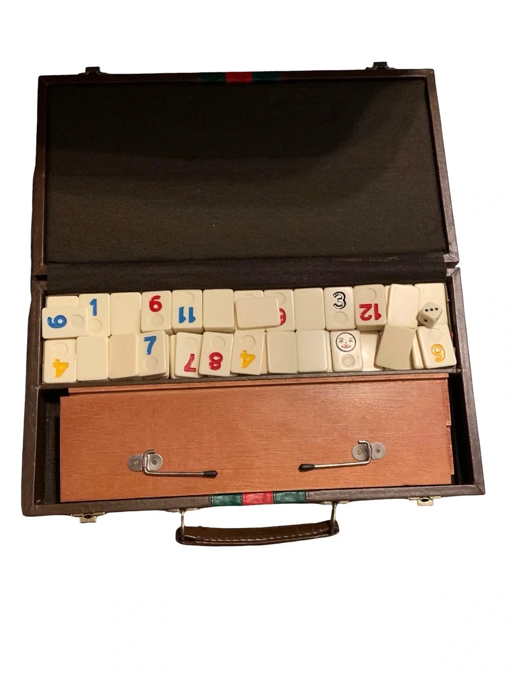 Vintage 70s Dominos Set With Faux Leather  Carrying Case